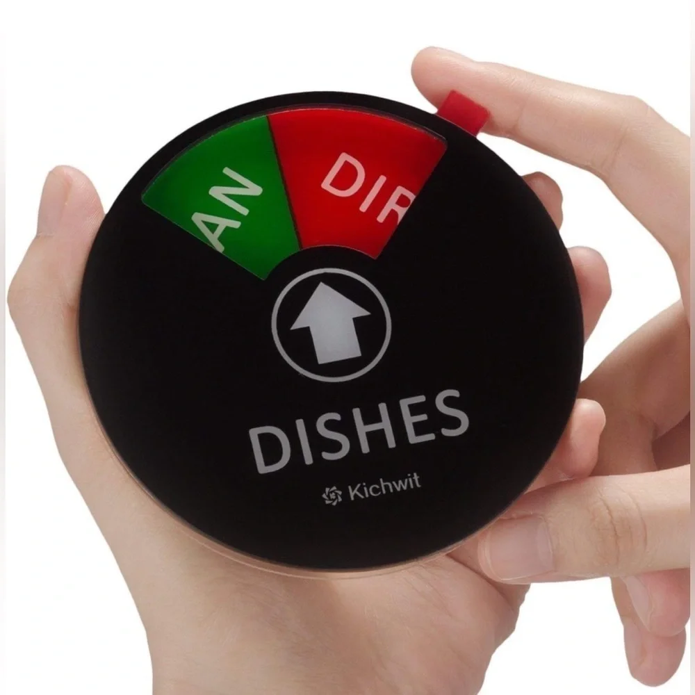 Kichwit Clean Dirty Dishwasher Magnet Sign – 4 Inch Round, Black